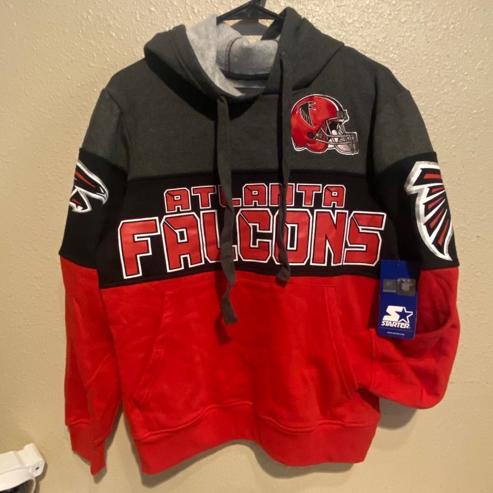 Men's Starter Gray/Black Atlanta Falcons hoodie~NEW